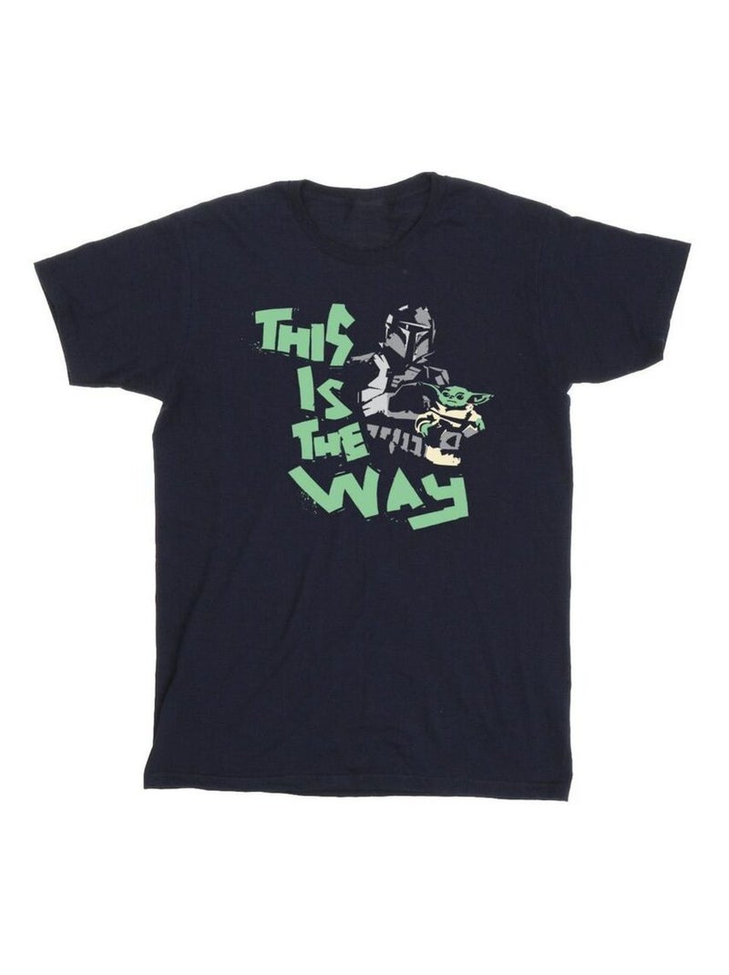 Star Wars - T-shirt THE MANDALORIAN THIS IS THE WAY Bleu marine - Kiabi