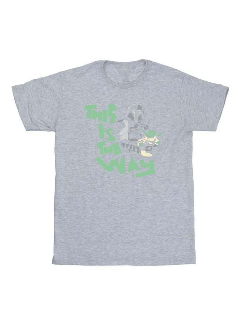 Star Wars - T-shirt THE MANDALORIAN THIS IS THE WAY Gris chiné - Kiabi