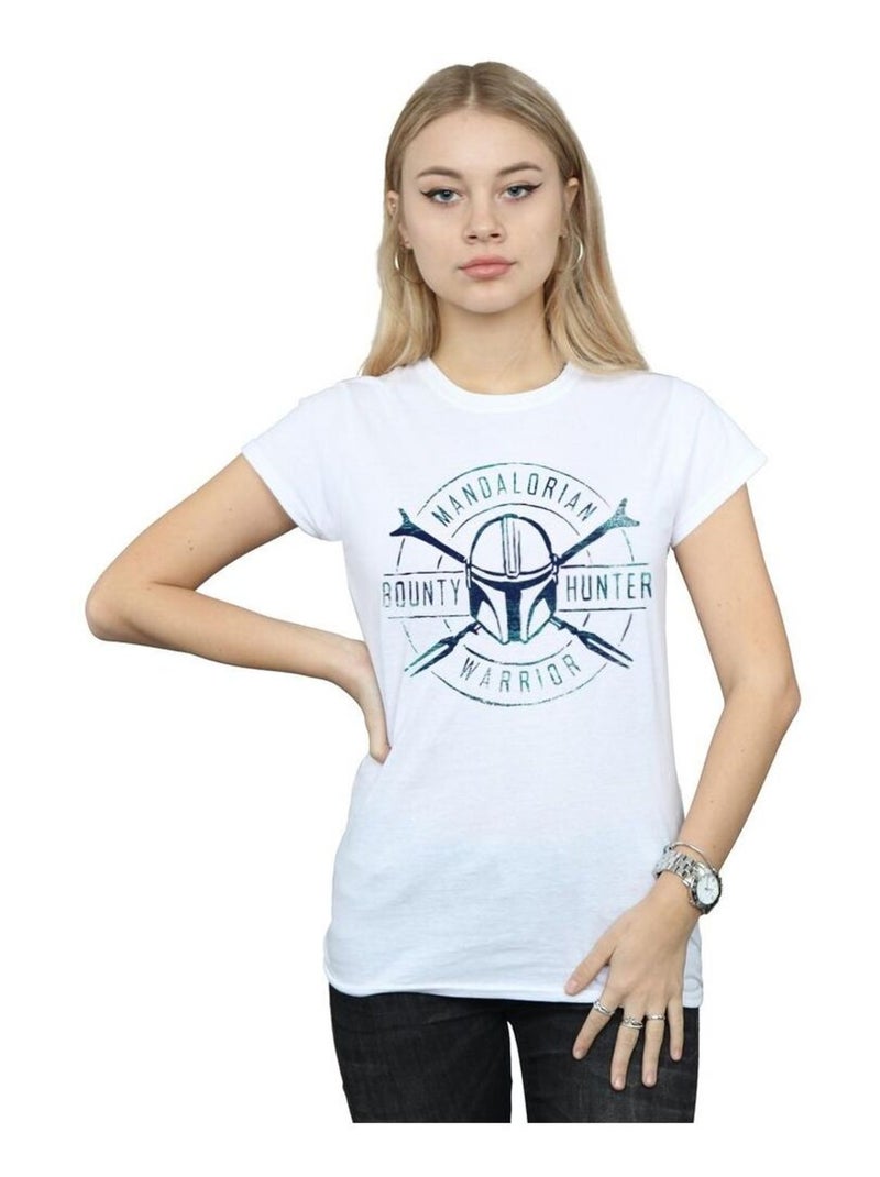 Star Wars - T-shirt THE MANDALORIAN WARRIOR Blanc - Kiabi