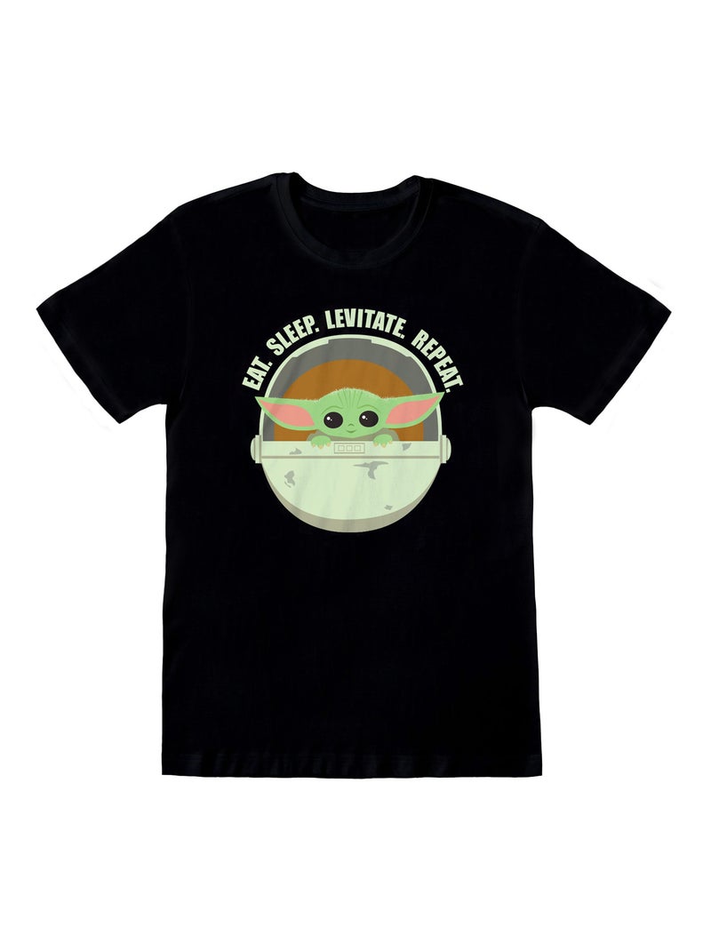 Star Wars: The Mandalorian - T-shirt EAT SLEEP LEVITATE Noir - Kiabi