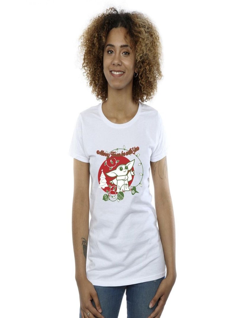 Star Wars The Mandalorian - T-shirt FORCE BE WITH YOU Blanc - Kiabi