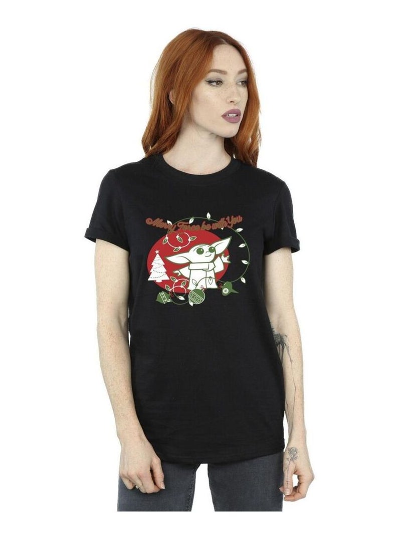 Star Wars The Mandalorian - T-shirt FORCE BE WITH YOU Noir - Kiabi