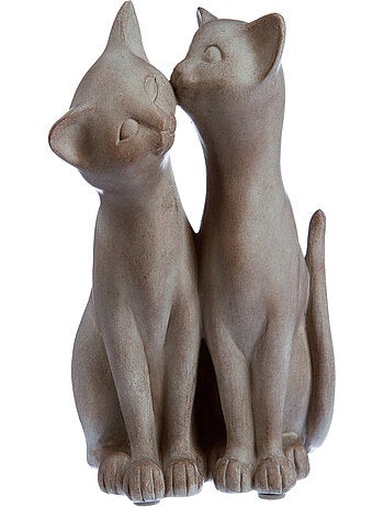 Statue de 2 chats avec bisou en résine