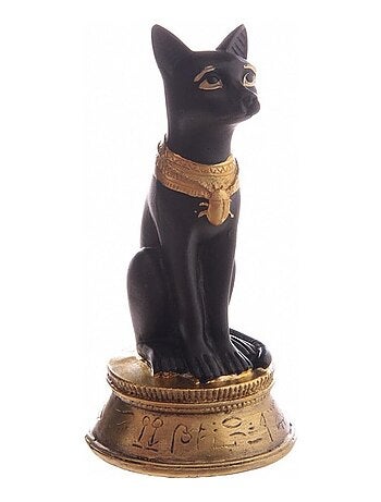 Statuette Déesse Bast assise avec collier Scarabée