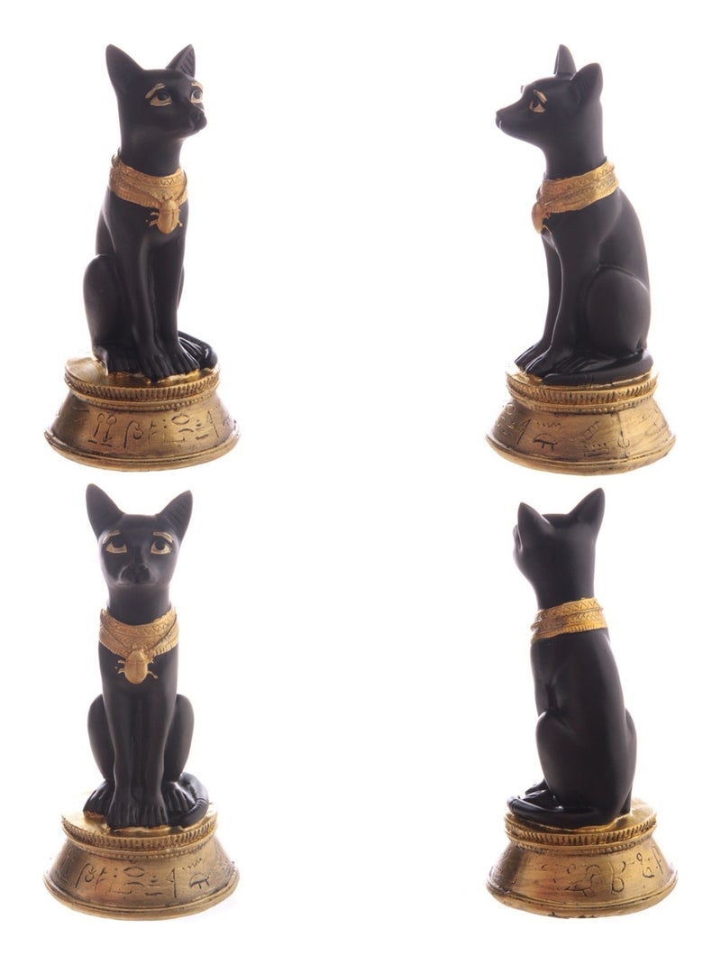 Statuette Déesse Bast assise avec collier Scarabée Noir - Kiabi