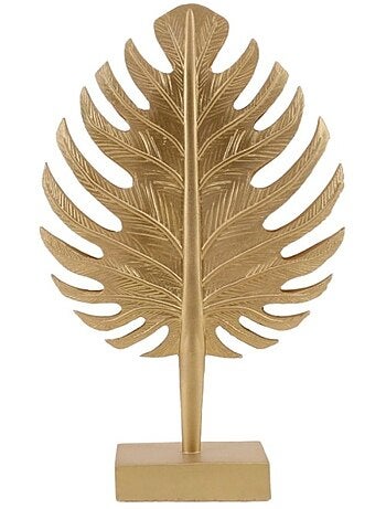 Statuette feuille en polyrésine doré 33cm