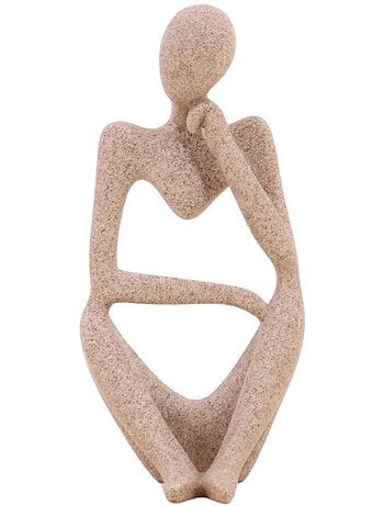 Statuette penseur effet marbre beige 23cm