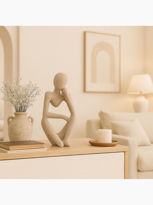 Statuette penseur effet marbre beige 23cm - Kiabi