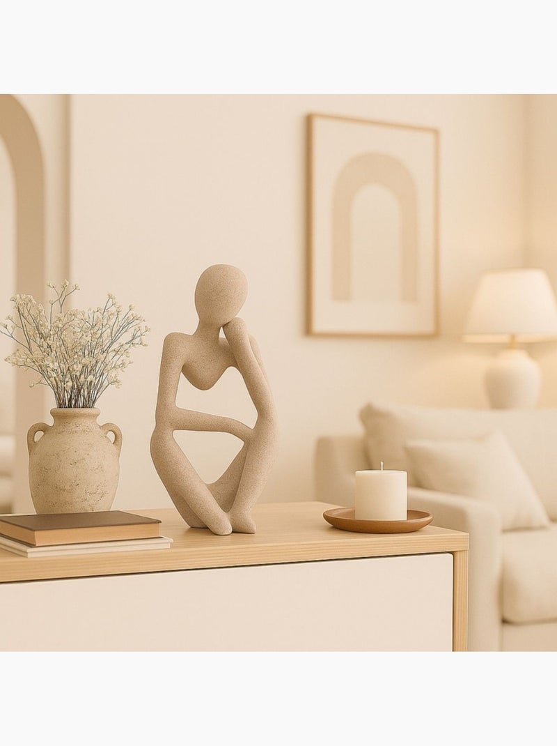 Statuette penseur effet marbre beige 23cm Beige - Kiabi
