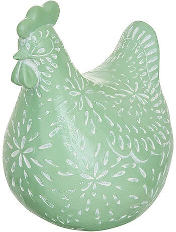 Statuette poule motifs gravés linda