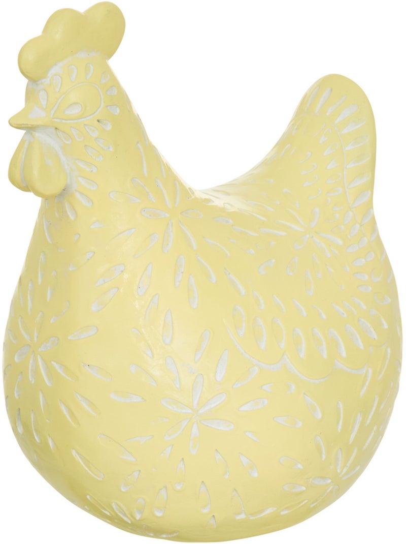 Statuette poule motifs gravés linda Jaune - Kiabi