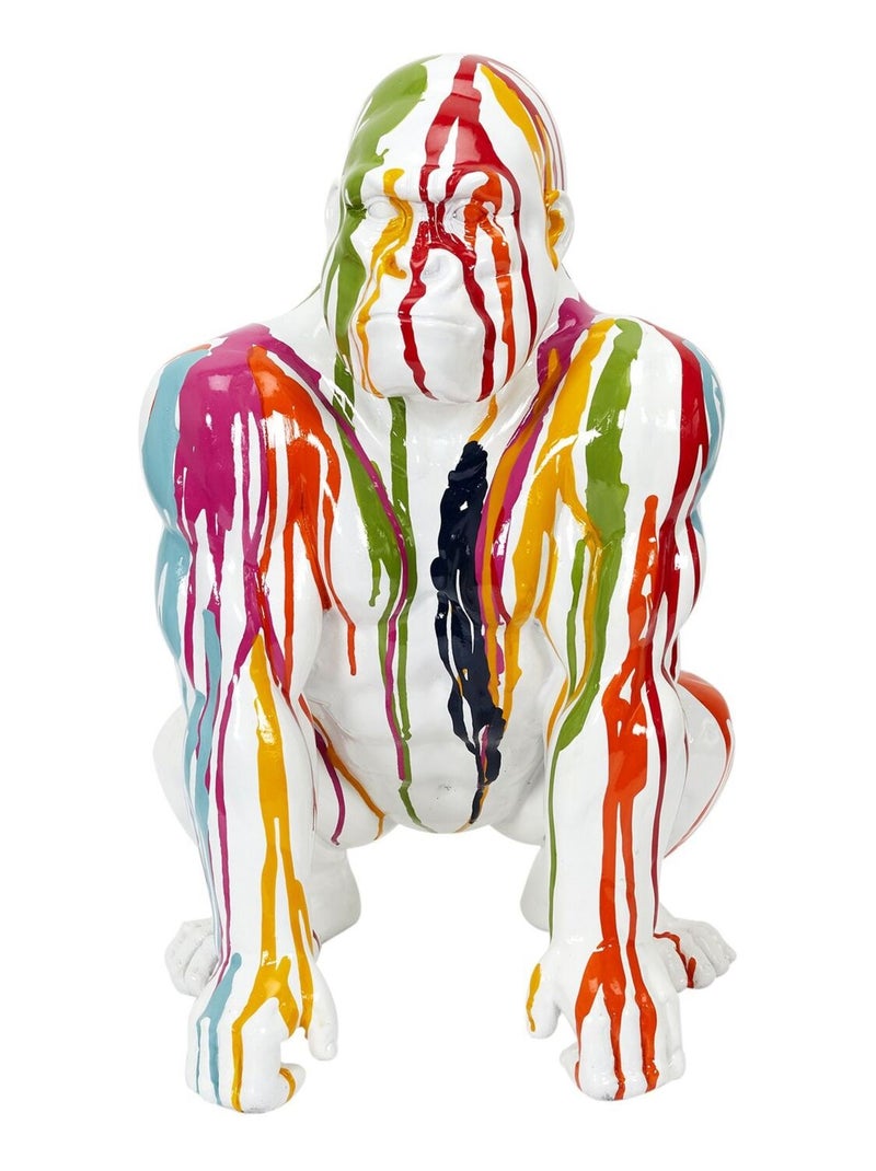 Statut de gorille multicolore en poly résine Blanc - Kiabi