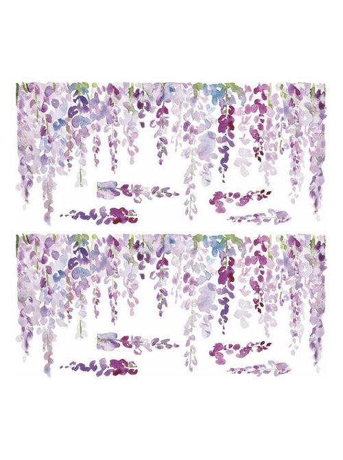 Stciker Mural Plante Wisteria en Aquarelle - Kiabi