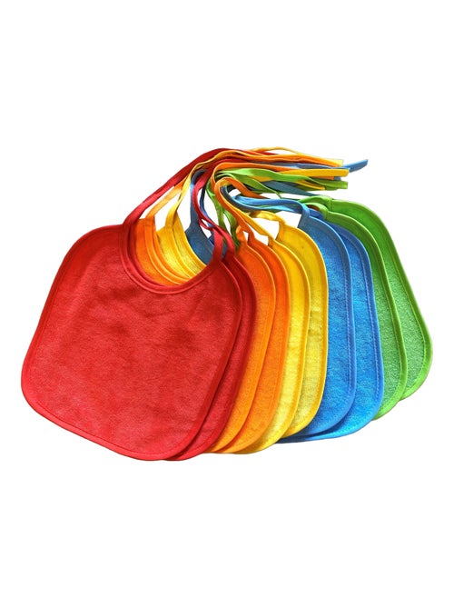 Stefano fashion - Lot de 10 bavoirs colorés avec des rubans - couche EVA imperméable - Kiabi