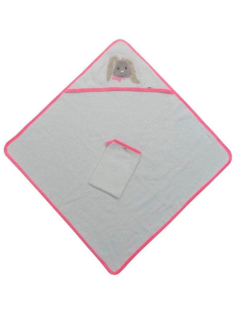 Steff - Lapin - Cape de bain - Sortie de bain avec gants de toilette Blanc Rose - Kiabi