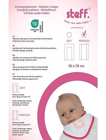 Steff - Matelas à langer avec rebords - OEKO-TEX® STANDARD 100