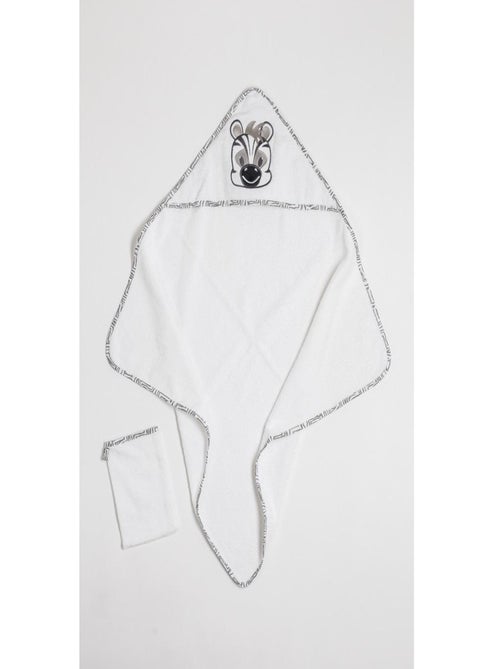 Steff - Zèbre - cape de bain - avec gants de toilette - Kiabi