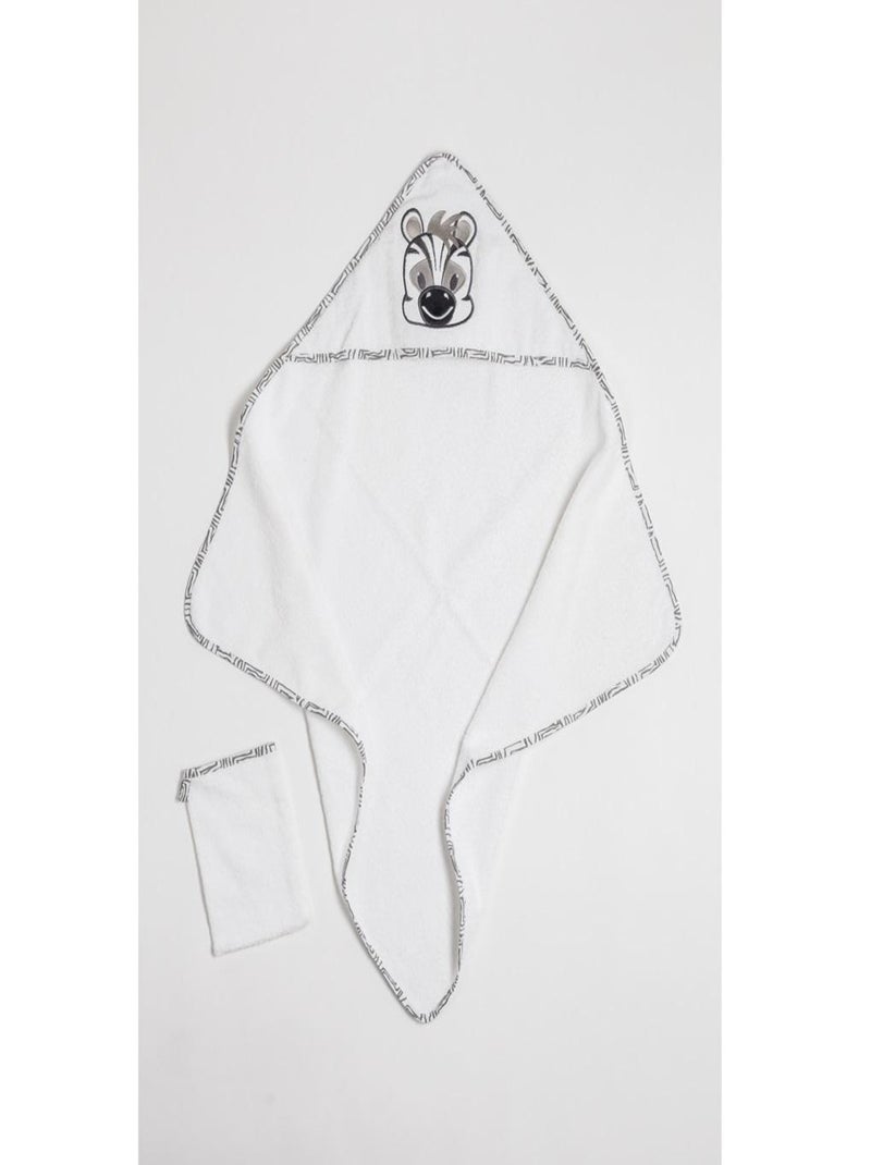 Steff - Zèbre - cape de bain - avec gants de toilette Blanc - Kiabi