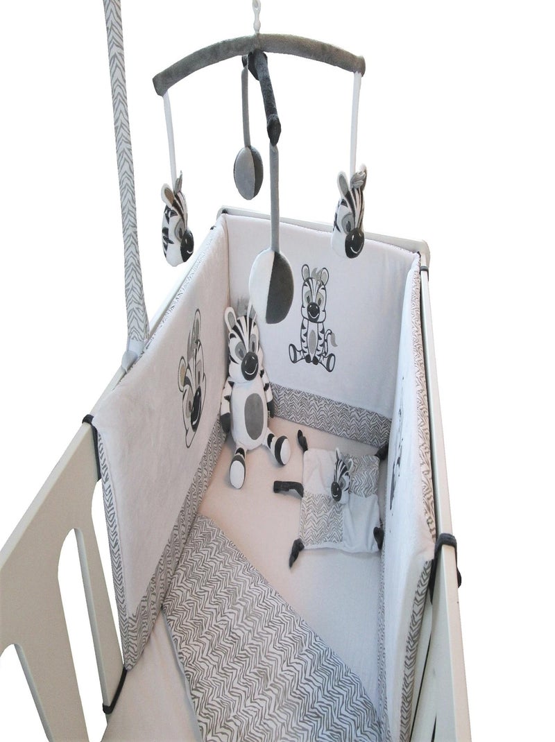 Steff - Zèbre - Tour de lit Blanc Gris - Kiabi