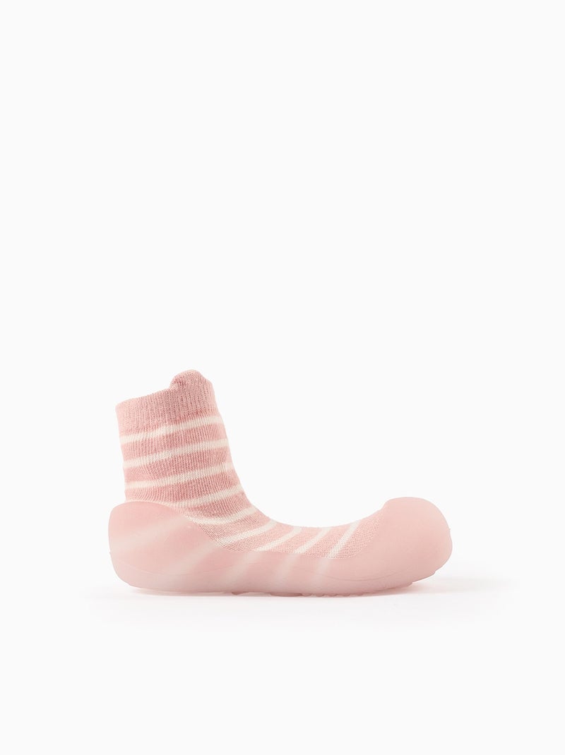 Steppies Chaussettes-Pantoufles à Rayures Rose clair - Kiabi