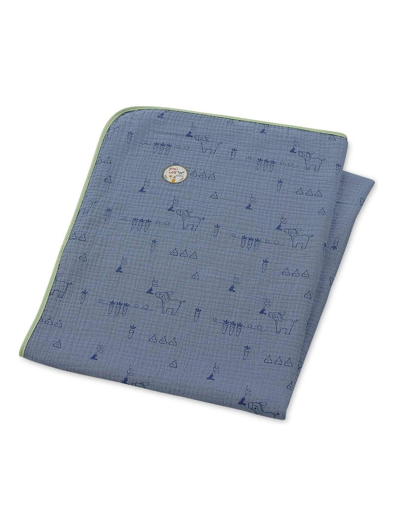 Sterntaler Couverture en mousseline 75x100 Emmis Garden Bleu ciel - Kiabi