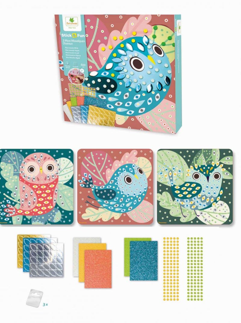 Stick n Fun 3 Maxi Mosaiques - Oiseaux Rouge - Kiabi
