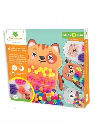 Stick N Fun Pm Pompoms Animaux De La Ferme