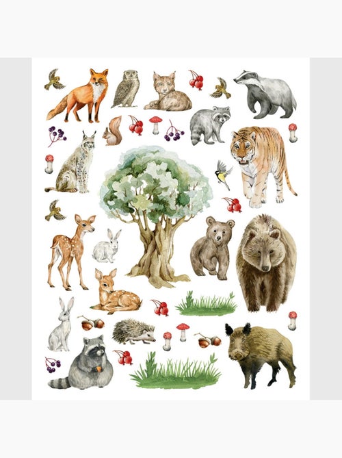 Sticker - animaux de la forêt - 14x20 cm - Kiabi