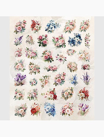 Sticker - bouquets de fleurs - 14x20 cm