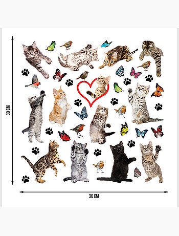 Sticker - chatons et papillons - 30x30 cm
