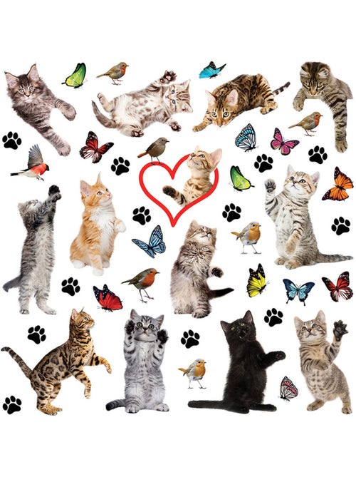 Sticker - chatons et papillons - 30x30 cm - Kiabi