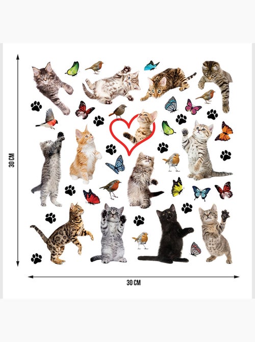 Sticker - chatons et papillons - 30x30 cm - Kiabi