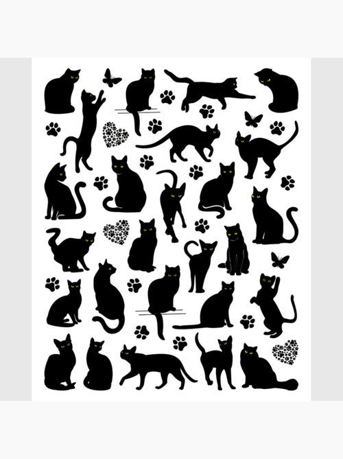 Sticker - chats noirs et papillons - 14x20 cm - Kiabi
