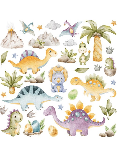 Sticker - dinosaures - 30x30 cm - Kiabi