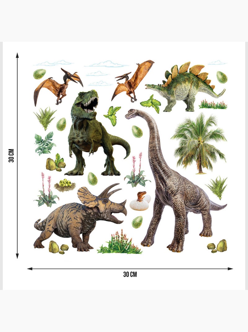 Sticker - dinosaures - 30x30 cm Multicolore - Kiabi