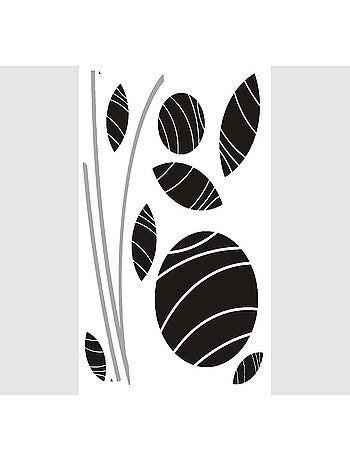 Sticker - Fleurs Abstraites Noires - 1 planche 65 x 85 cm