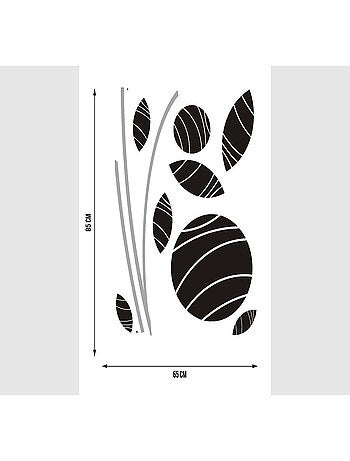 Sticker - Fleurs Abstraites Noires - 1 planche 65 x 85 cm