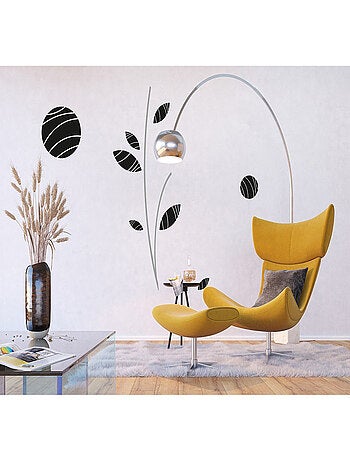 Sticker - Fleurs Abstraites Noires - 1 planche 65 x 85 cm