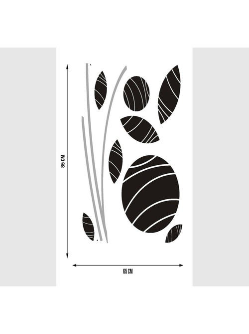 Sticker - Fleurs Abstraites Noires - 1 planche 65 x 85 cm - Kiabi