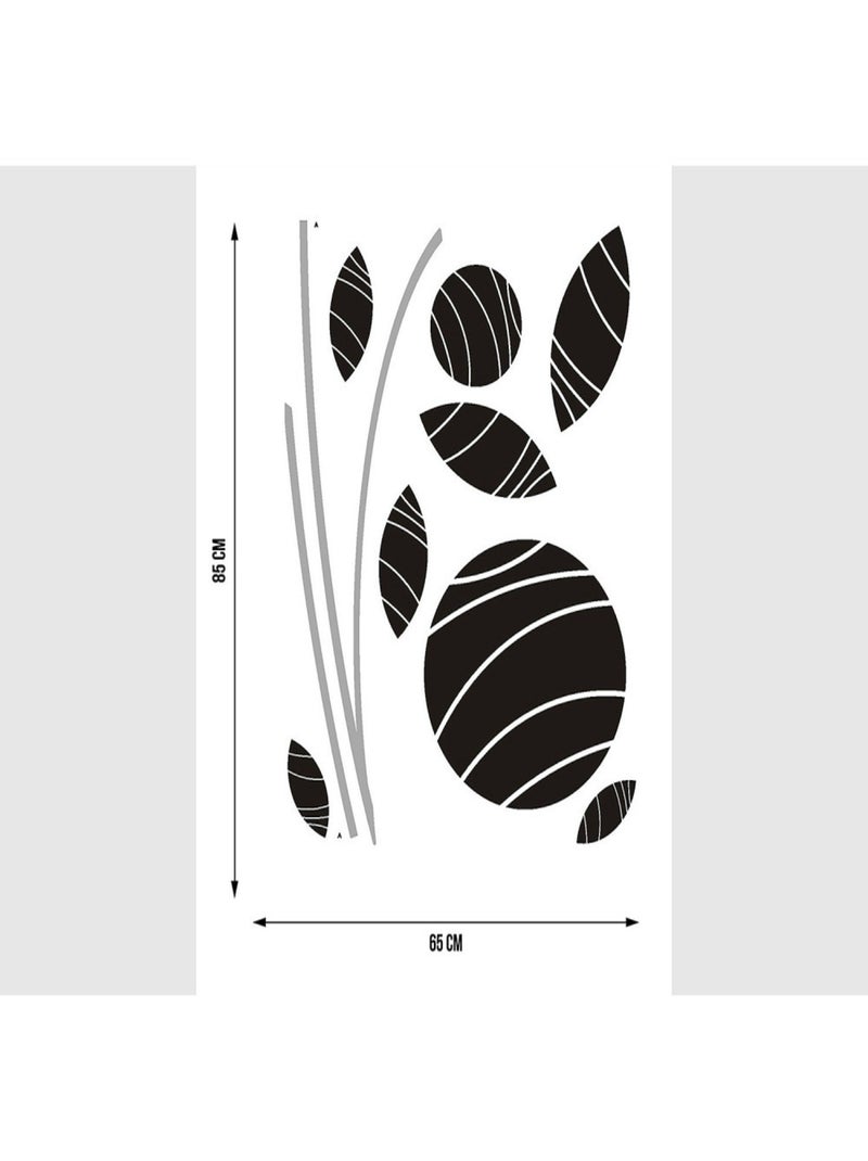 Sticker - Fleurs Abstraites Noires - 1 planche 65 x 85 cm Multicolore - Kiabi