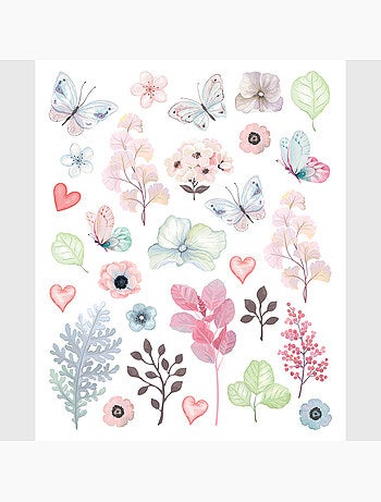 Sticker - fleurs aquarelle - 14x20 cm