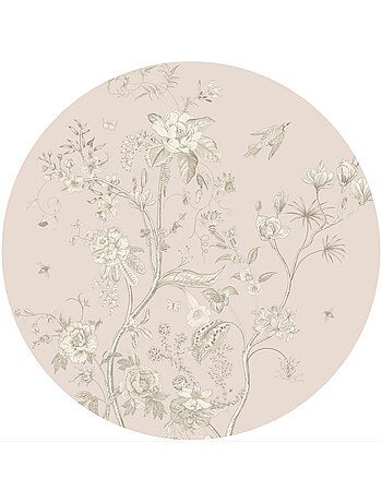 Sticker - forme ronde fleurs fanées - 140x140 cm
