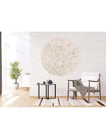 Sticker - forme ronde fleurs fanées - 140x140 cm