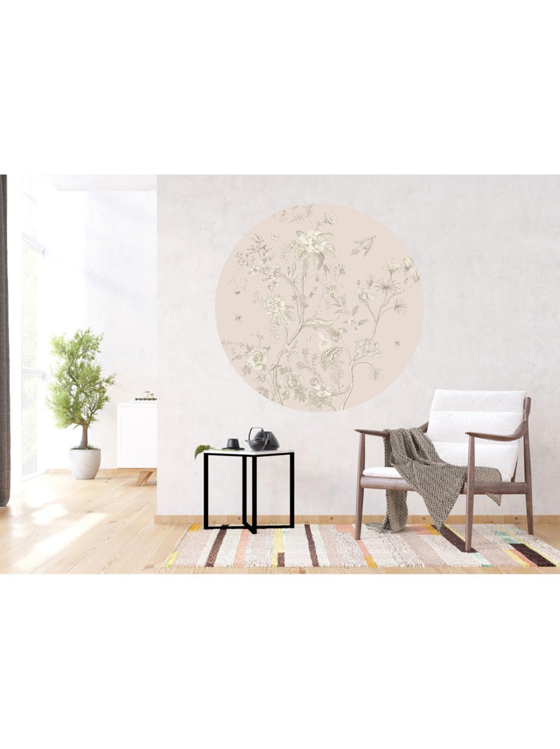 Sticker - forme ronde fleurs fanées - 140x140 cm Multicolore - Kiabi