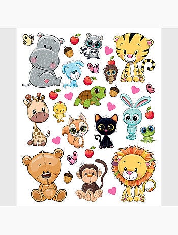 Sticker - hippopotame et ses amis - 14x20 cm