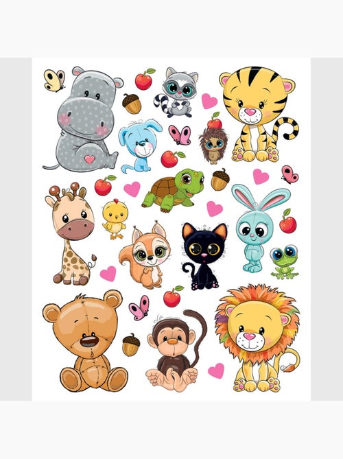 Sticker - hippopotame et ses amis - 14x20 cm - Kiabi