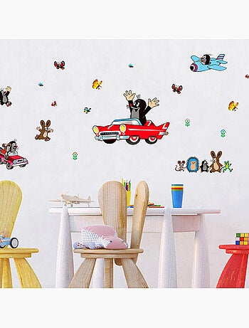 Sticker - la petite taupe en voiture - 42,5x65 cm