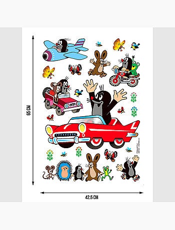 Sticker - la petite taupe en voiture - 42,5x65 cm
