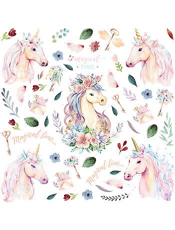 Sticker - licorne aquarelle - 30x30 cm