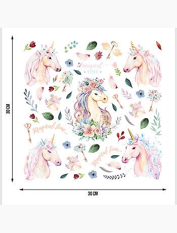 Sticker - licorne aquarelle - 30x30 cm
